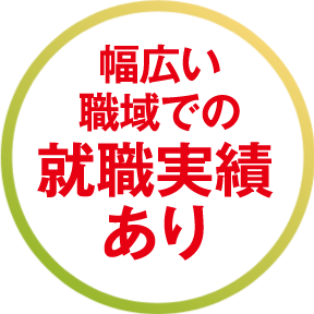 幅広い職域での就職実績あり